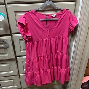 Entro Pink Tiered Mini Dress